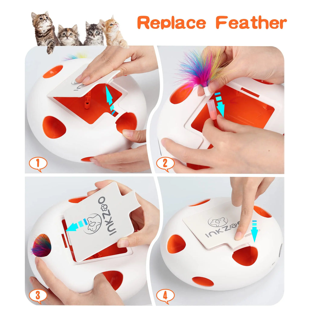 Cat toys, indoor interactive cat toys, 7-hole smart sensor pop-up feather toys, USB powered indoor cat automatic kitten toys