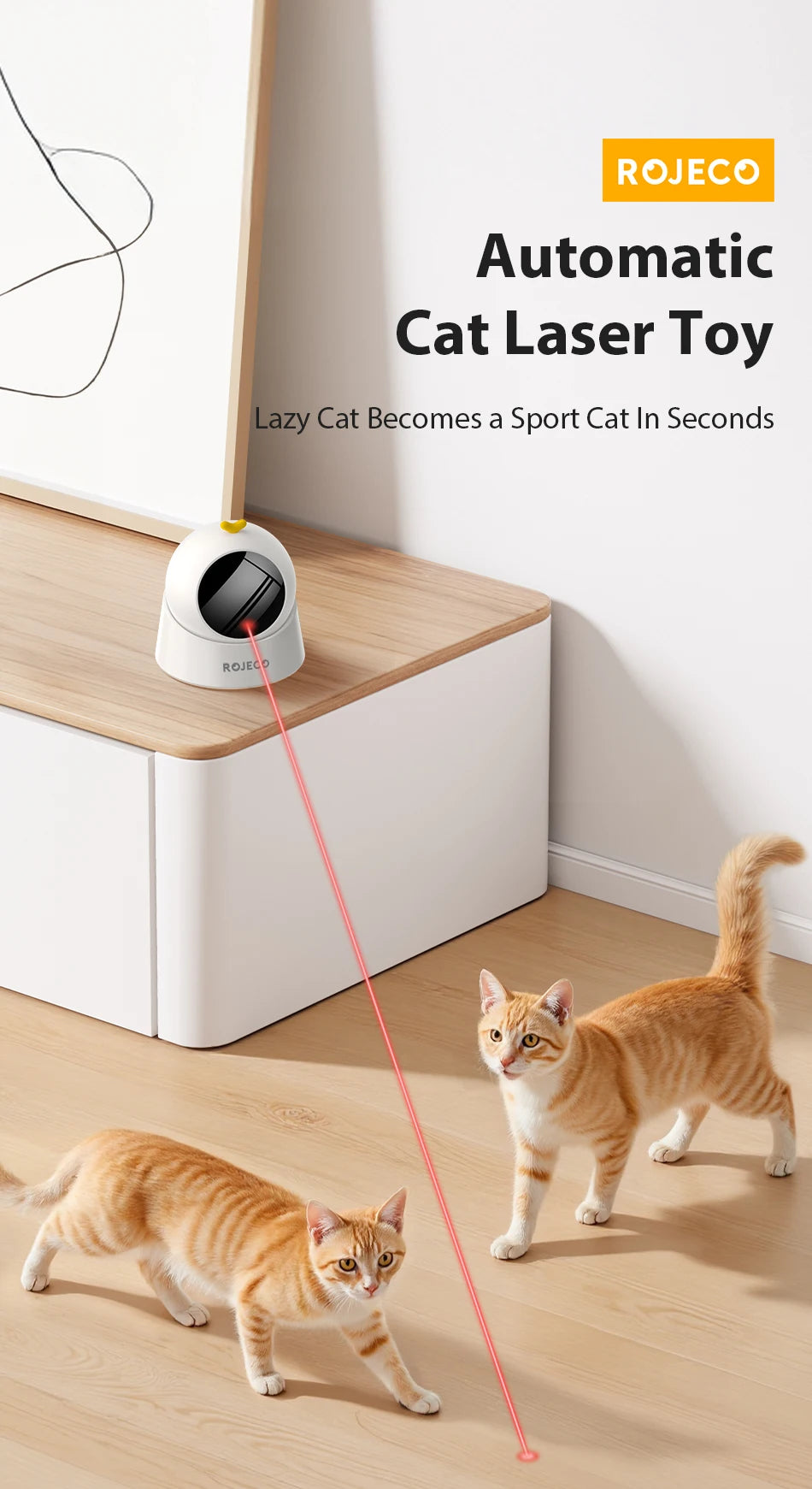 ROJECO Automatic Cat Laser Toy Interactive 360° Adjustable Electric Cat Toy For Kitty Dog Indoor Smart Teasing Laser Cat Toys