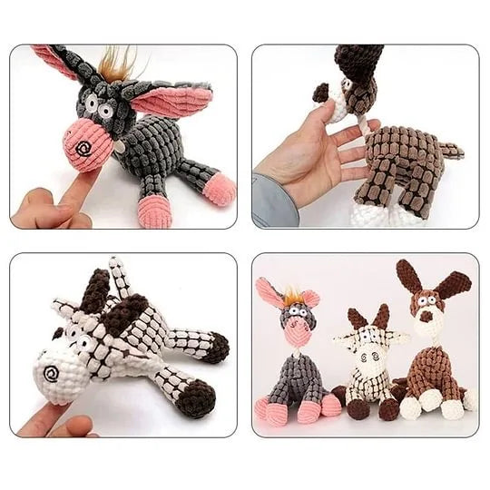 Plush Squeaky Puppy Chew Toys Interactive Teething Training Dog Toys for Small Dogs Cute Donkey Design
