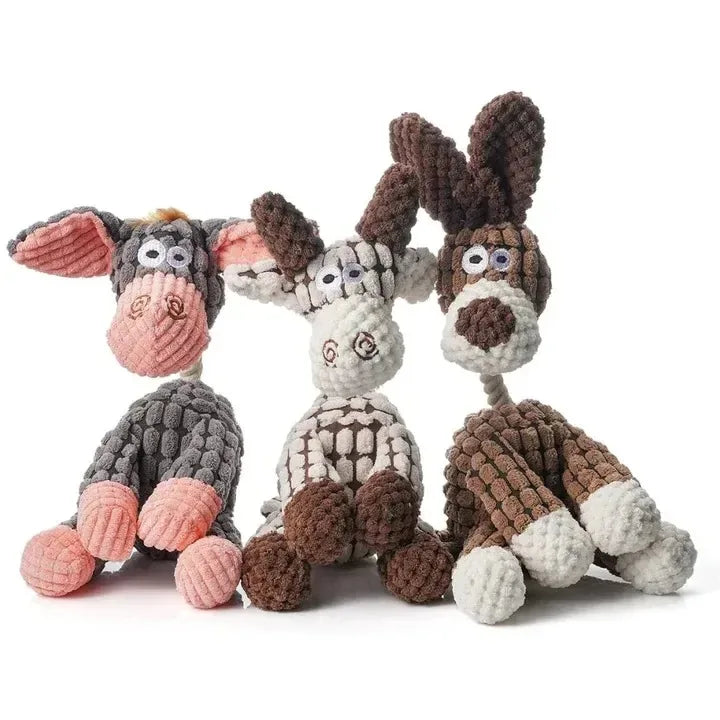 Plush Squeaky Puppy Chew Toys Interactive Teething Training Dog Toys for Small Dogs Cute Donkey Design