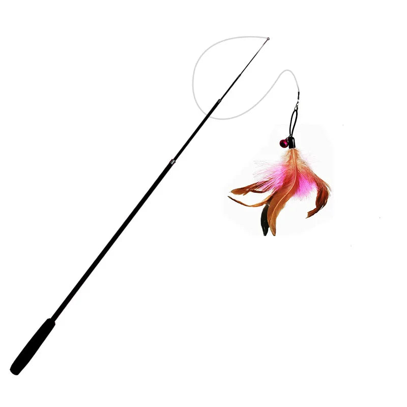 Extended telescopic cat stick 1.8m extra long fishing rod resistant to scratching feather cat toys to relieve boredom