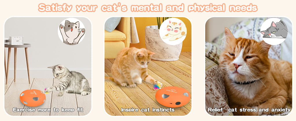 Cat toys, indoor interactive cat toys, 7-hole smart sensor pop-up feather toys, USB powered indoor cat automatic kitten toys