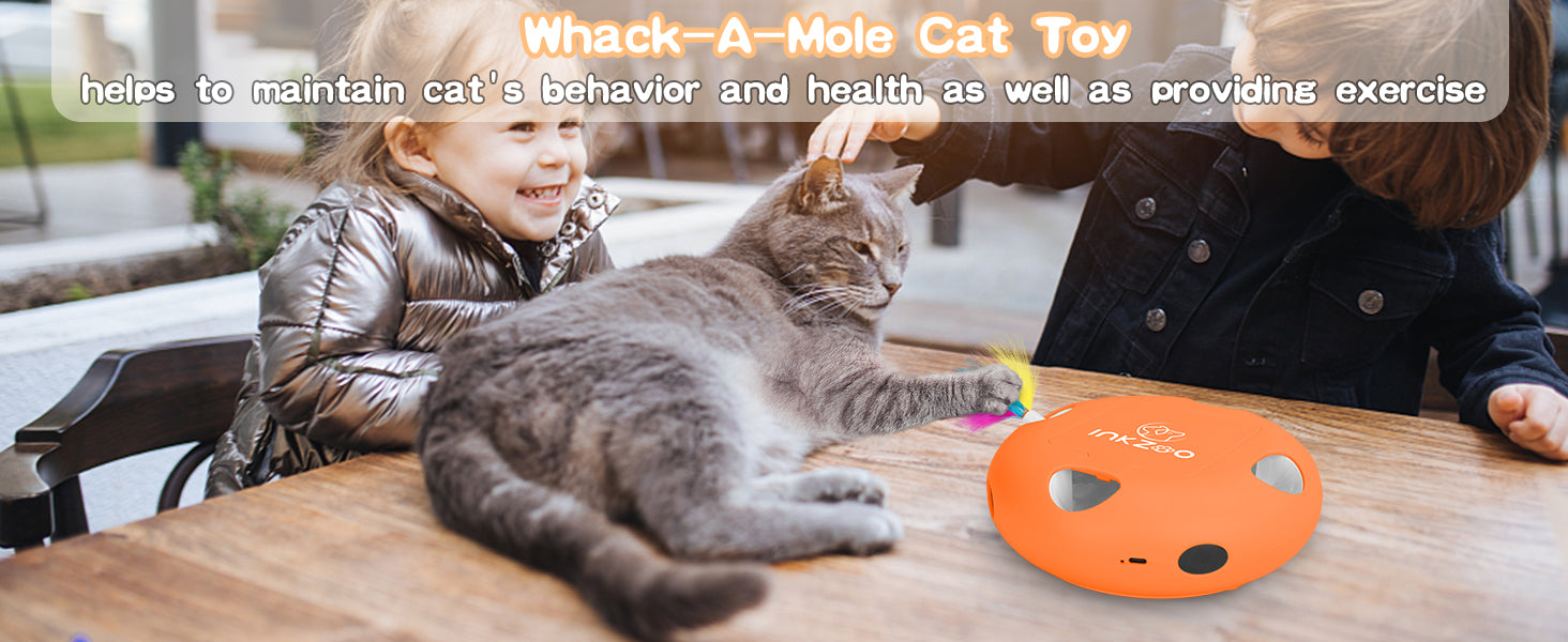 Cat toys, indoor interactive cat toys, 7-hole smart sensor pop-up feather toys, USB powered indoor cat automatic kitten toys